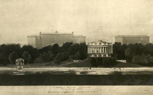 Проект здания панорамы «Бородинская битва» в Нескучном саду. Автор А.Д. Сурис. 1951 год